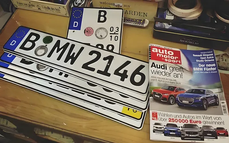 Ví dụ ứng dụng của font chữ FE-Schrift trên biển số xe ô tô