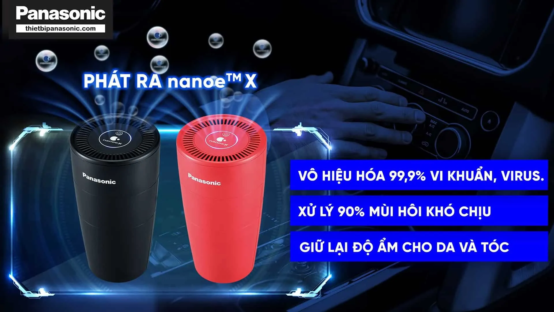 Hiệu quả Nanoe X từ máy lọc không khí ô tô Panasonic: diệt khuẩn và dưỡng ẩm