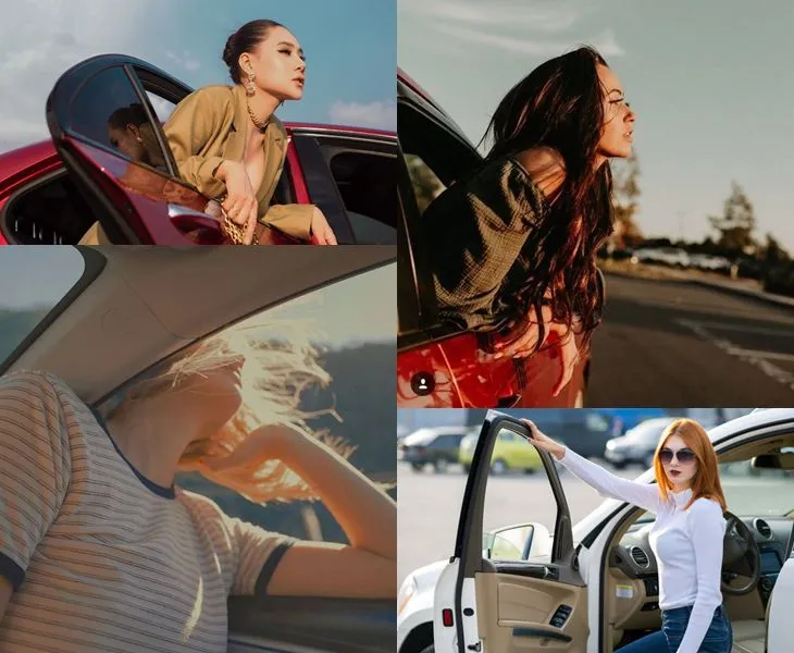 Nếu yêu thích thời trang cao cấp, bạn có thể thử tạo dáng bên cửa sổ ô tô