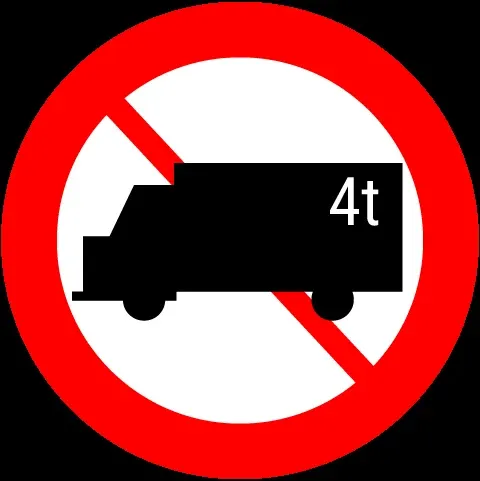 Biển P.106b cấm xe tải trên trọng tải nhất định