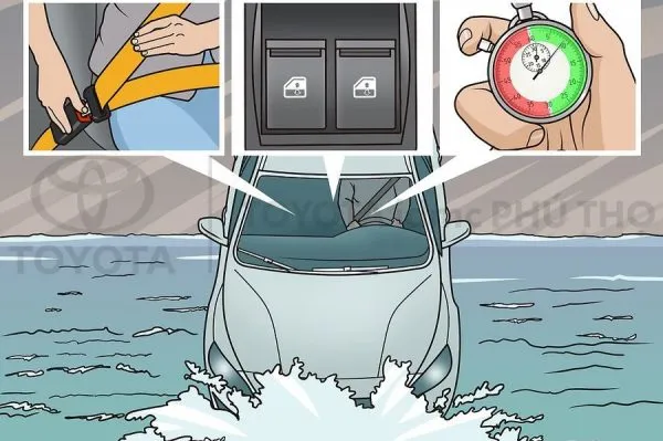 Hình ảnh một người đang tháo dây an toàn trong khoang lái xe ô tô