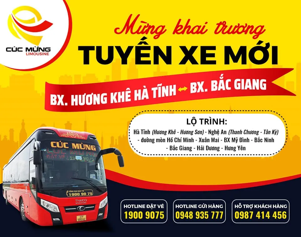 Nhà xe Cúc Mừng phục vụ hành khách khu vực Hà Tĩnh Bắc Ninh