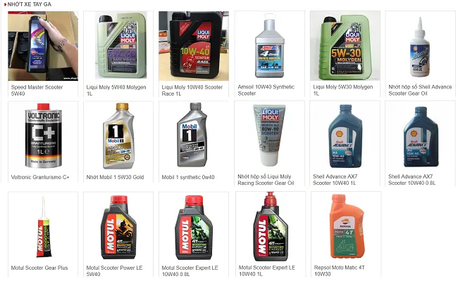 Sản phẩm dầu nhớt cao cấp cho xe ga