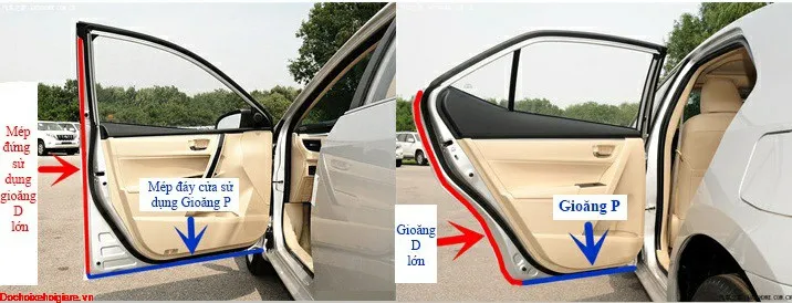 Thi công gioăng cao su cách âm ô tô chữ D ở mép đứng cánh cửa trước