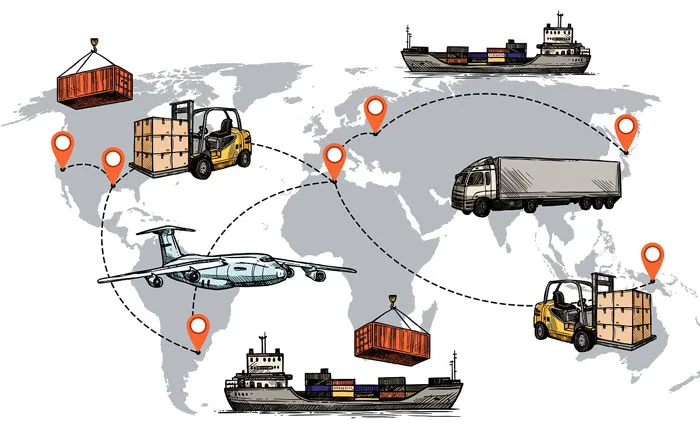 Sơ đồ kết hợp các phương thức vận tải trong logistics đa phương thức