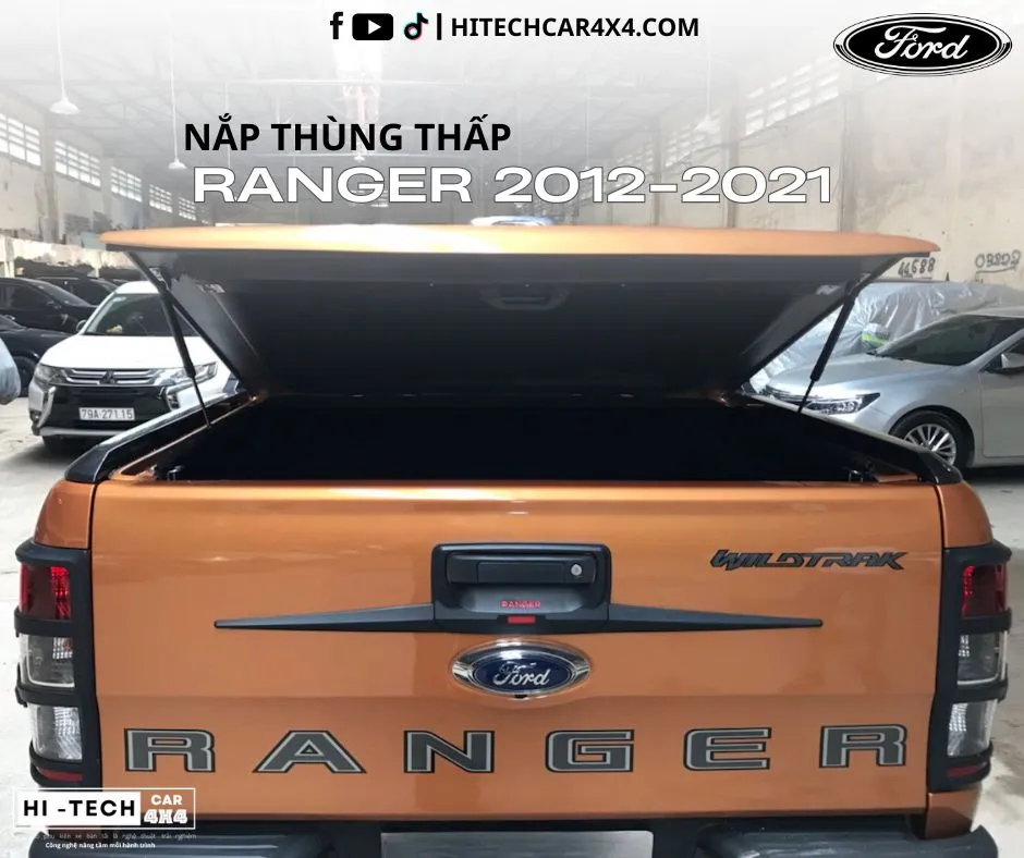 Hình ảnh toàn cảnh một chiếc xe bán tải với nắp thùng thấp đã hoàn thiện, đẹp mắt và đồng bộ