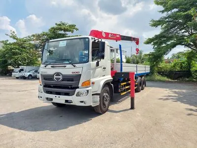 Hino 3 chân 15 tấn cũ gắn cẩu Unic 3-5-8 tấn