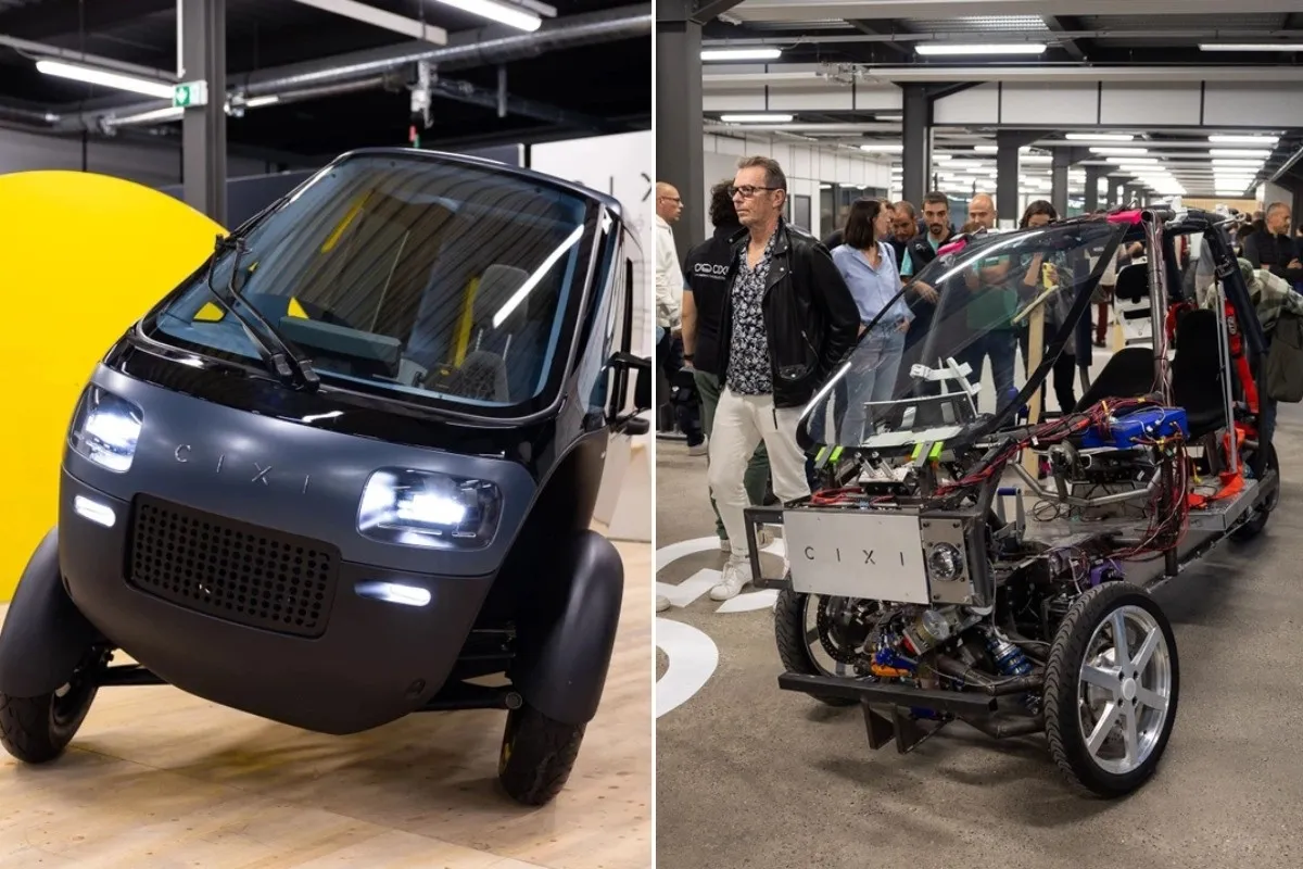 Xe ô tô điện 3 bánh Vigoz đang chạy trên đường cao tốc của Pháp