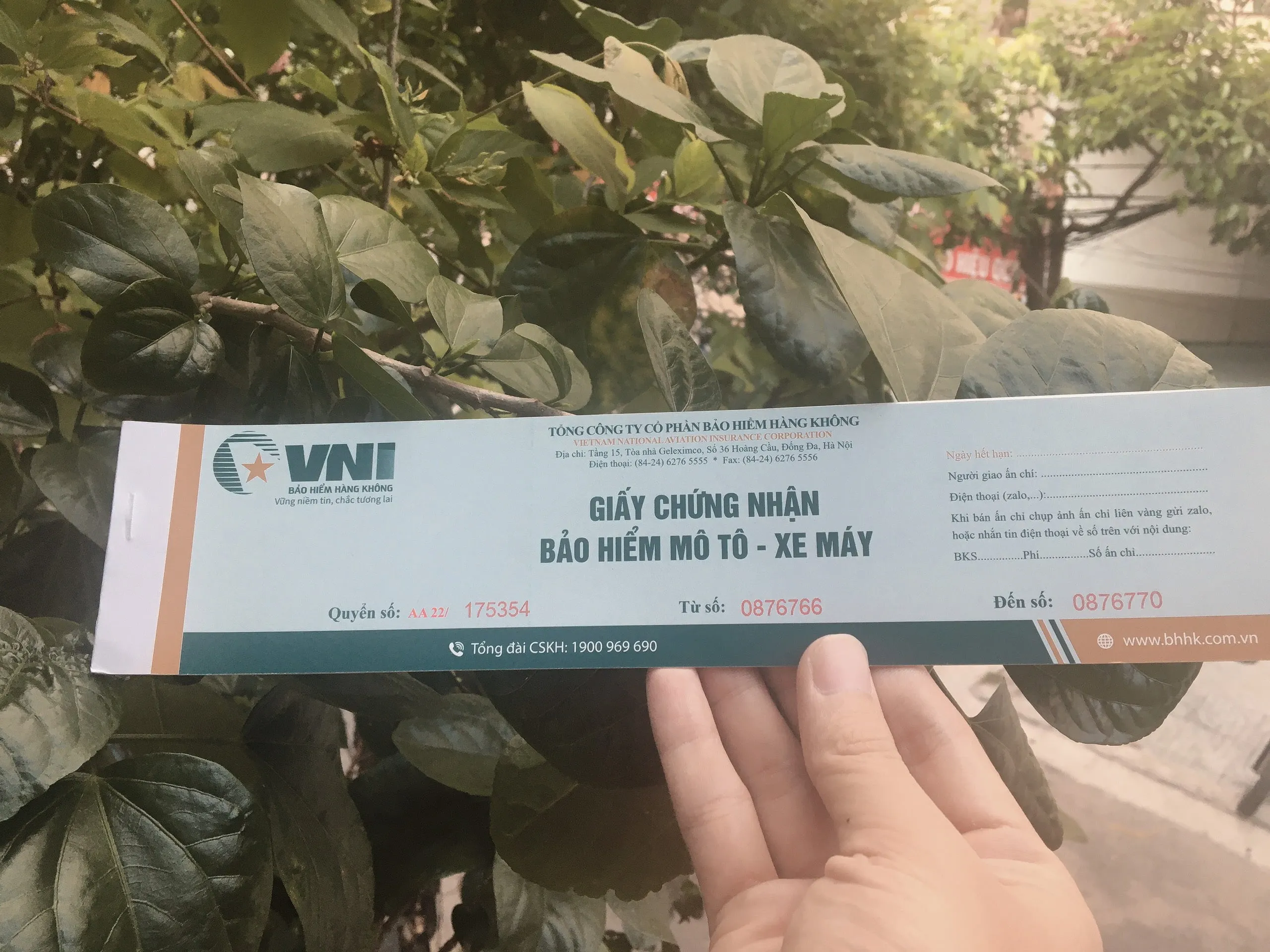 Mẫu ấn chỉ bảo hiểm xe máy bắt buộc trách nhiệm dân sự