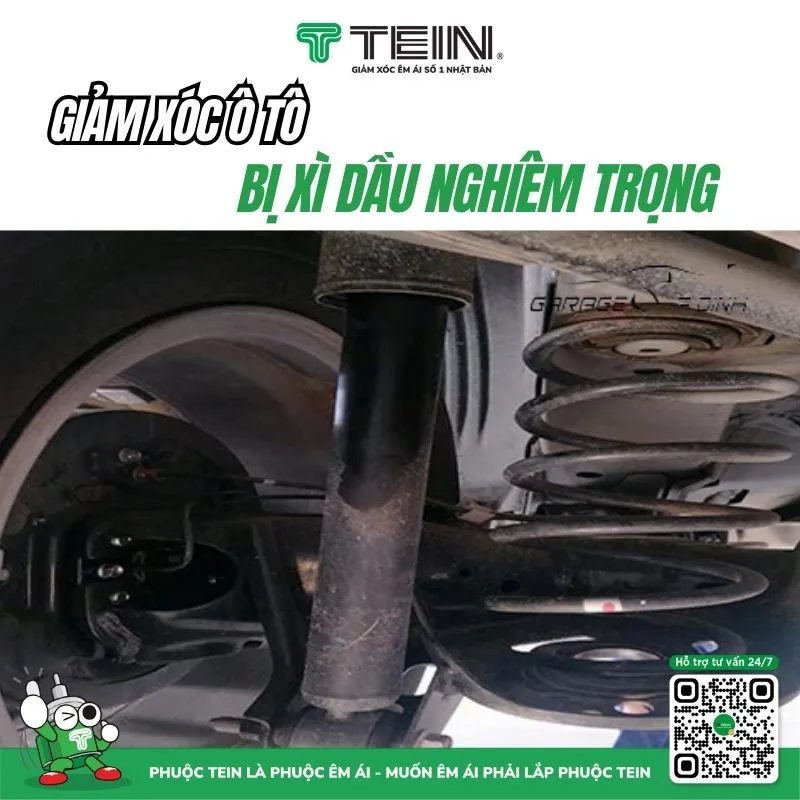 Giảm xóc bị xì dầu có vệt loang trên thân ty phuộc là dấu hiệu hư hỏng rõ ràng nhất