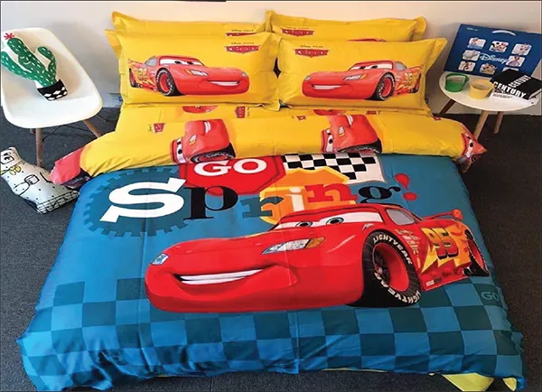Bộ chăn ga gối Olympia OHH2036 100% cotton họa tiết hình ô tô hoạt hình Mcqueen