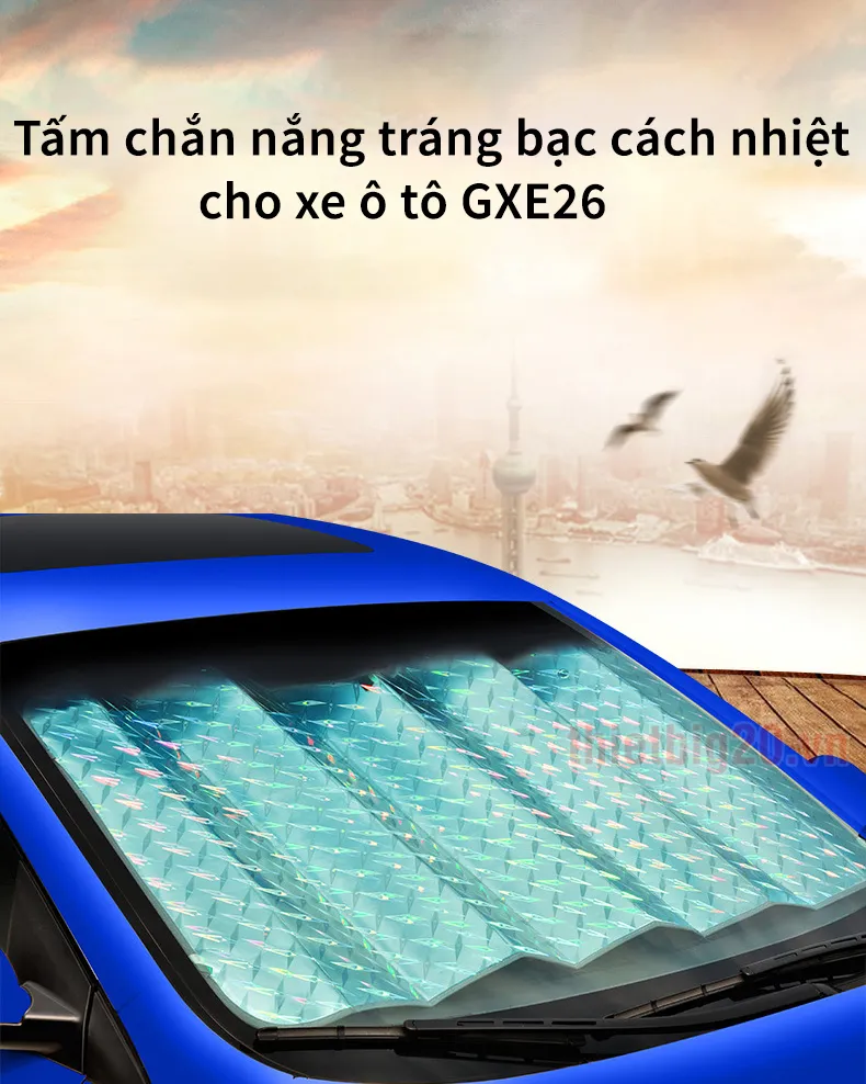 Tấm chắn nắng tráng bạc cách nhiệt cho xe ô tô GXE26 (Đủ phiên bản kính trước, sau, cửa bên)