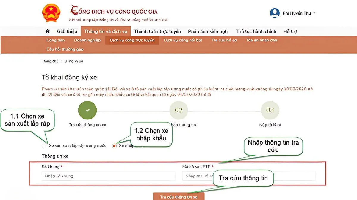 Đăng ký xe trực tuyến là bước tiền đề quan trọng