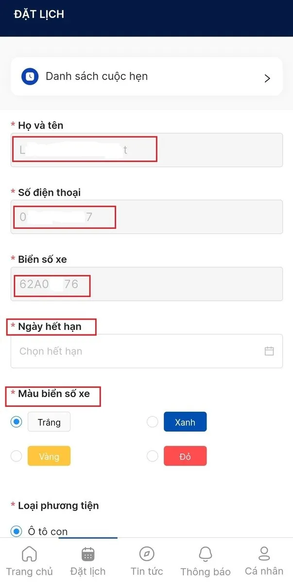 Bạn cần kiểm tra các thông tin trên