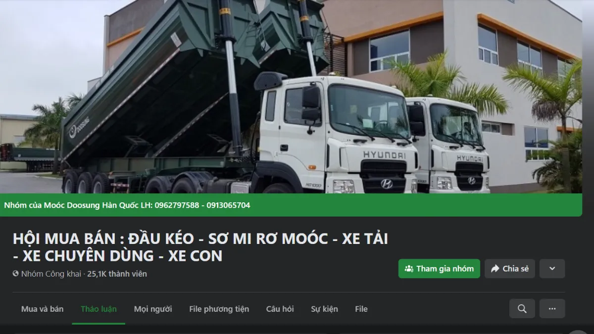 Hội nhóm mua bán xe đầu kéo trên Facebook