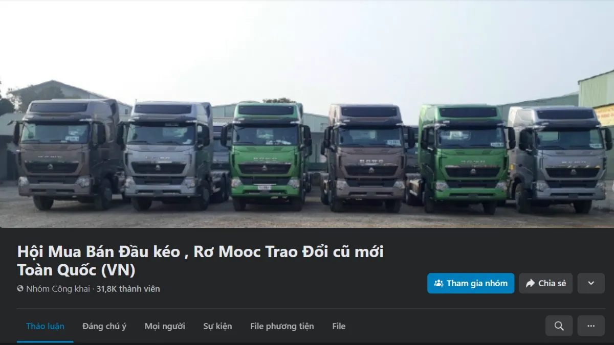 Hội nhóm mua bán xe đầu kéo trên Facebook