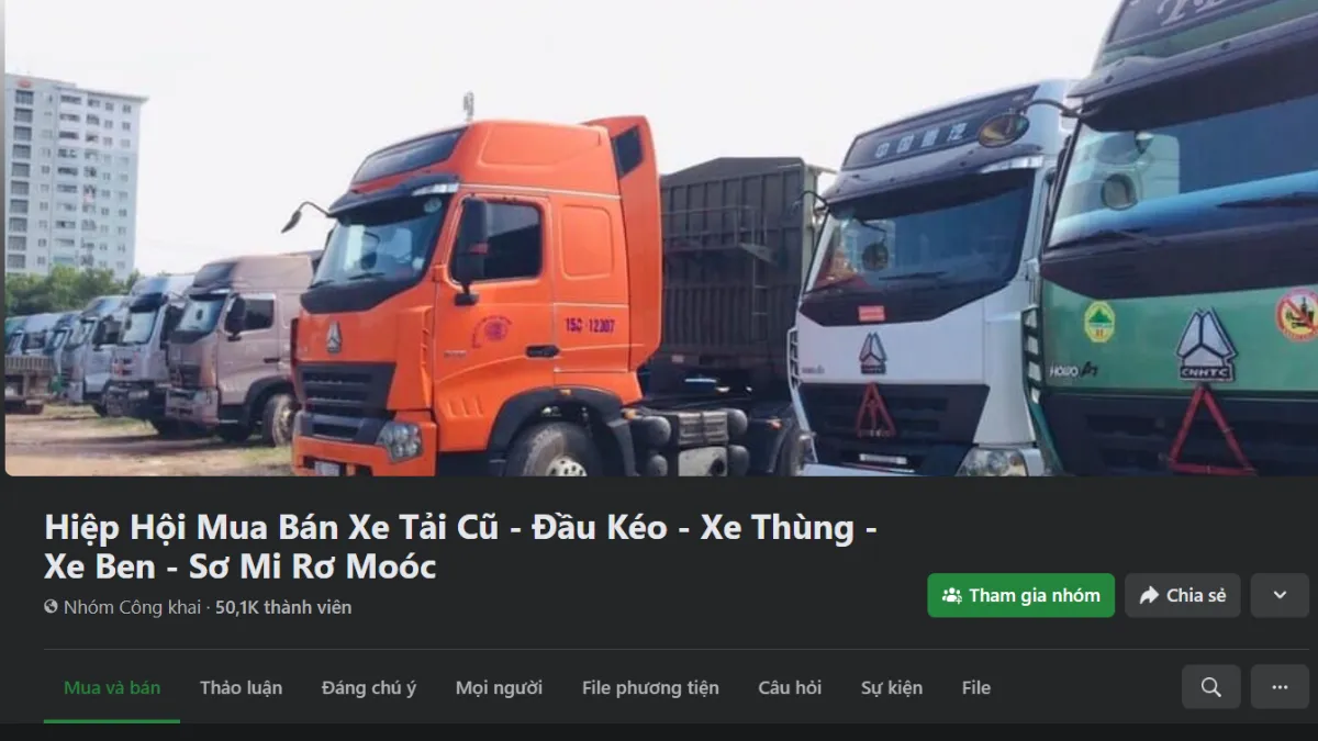 Hội nhóm mua bán xe đầu kéo trên Facebook