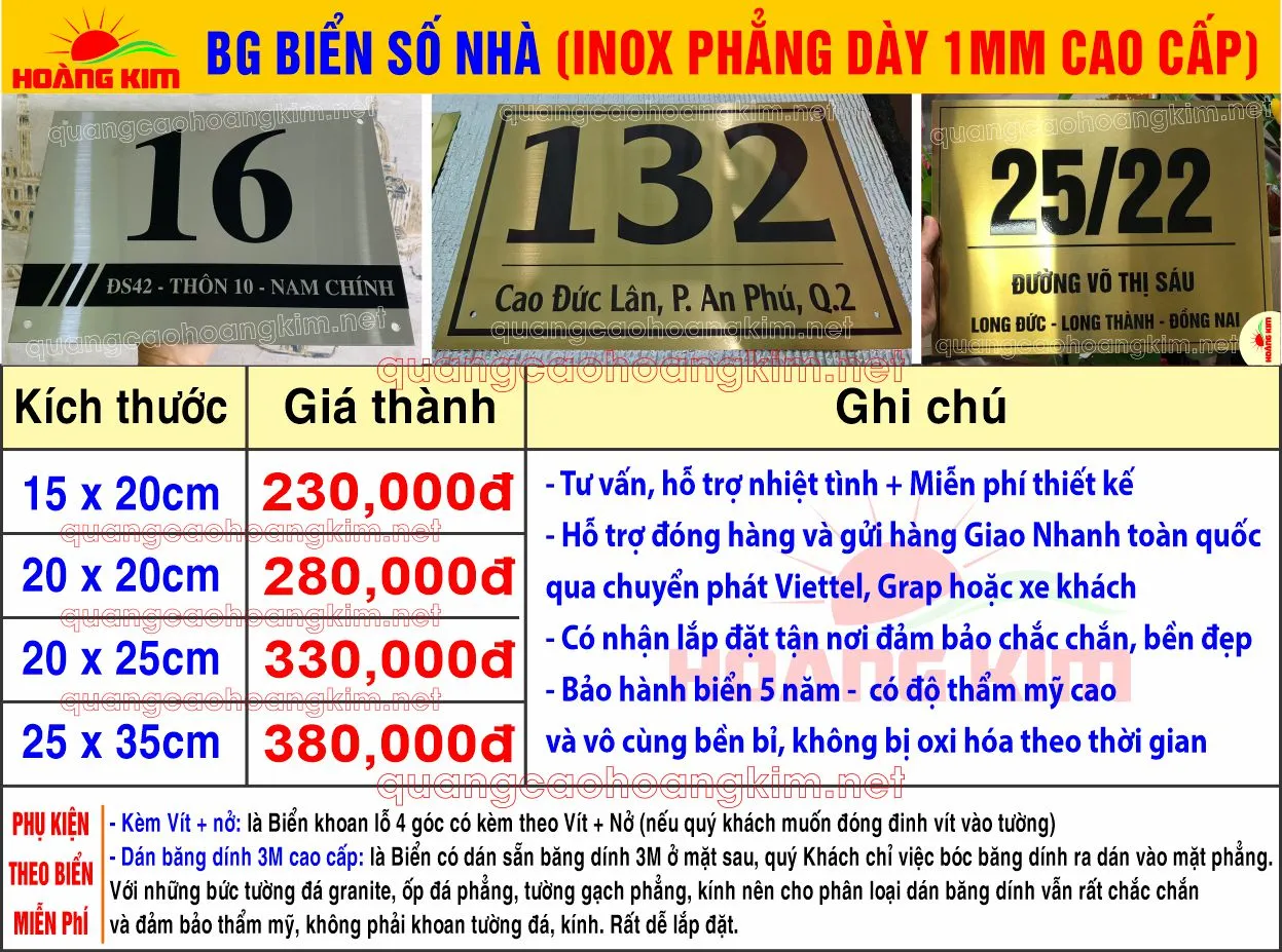 Biển số nhà Inox ăn mòn, chữ nổi 3D cao cấp