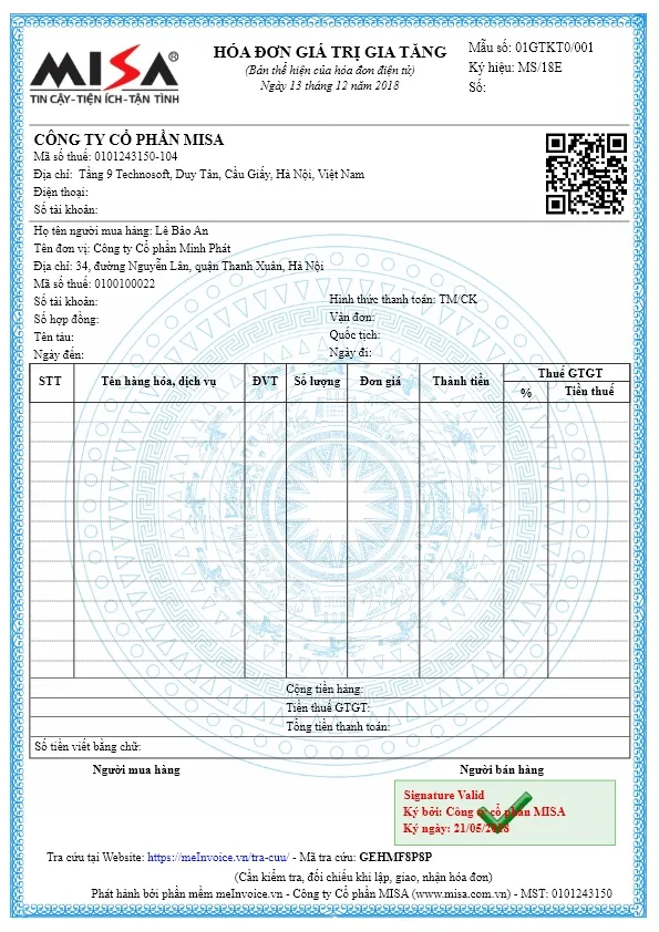 mẫu hóa đơn dịch vụ vận tải nhiều mức thuế suất VAT