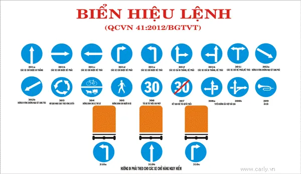 Biển báo hiệu lệnh giao thông đường bộ gồm 10 kiểu khác nhau