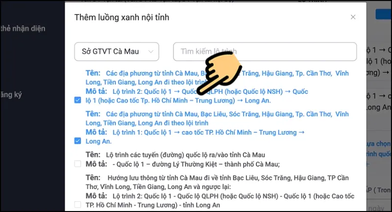 Chọn lộ trình mong muốn
