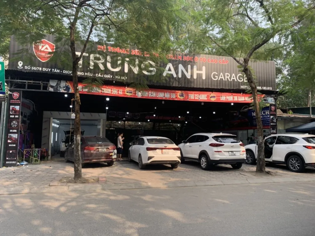 Hình ảnh mặt tiền và biển hiệu Trung Anh Garage chuyên nghiệp