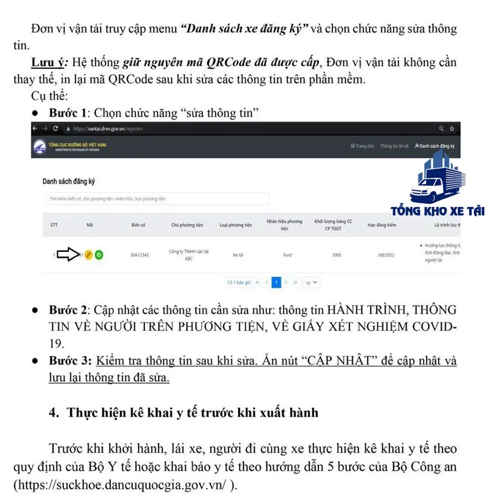 các bước thực hiện đăng ký tem QR luồng xanh