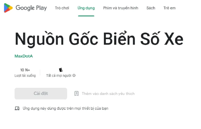 Ứng dụng Nguồn gốc biển số xe trên kho ứng dụng Google Play với tính năng quét thông minh