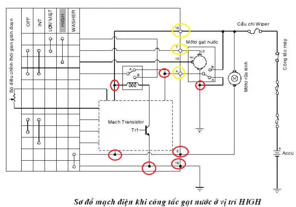 Phân biệt dây giao nhau (chấm đen) và không giao nhau (chấm trắng)