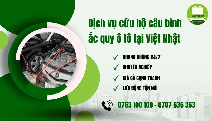 Ắc quy Việt Nhật cứu hộ câu bình ắc quy xe ô tô tận nơi