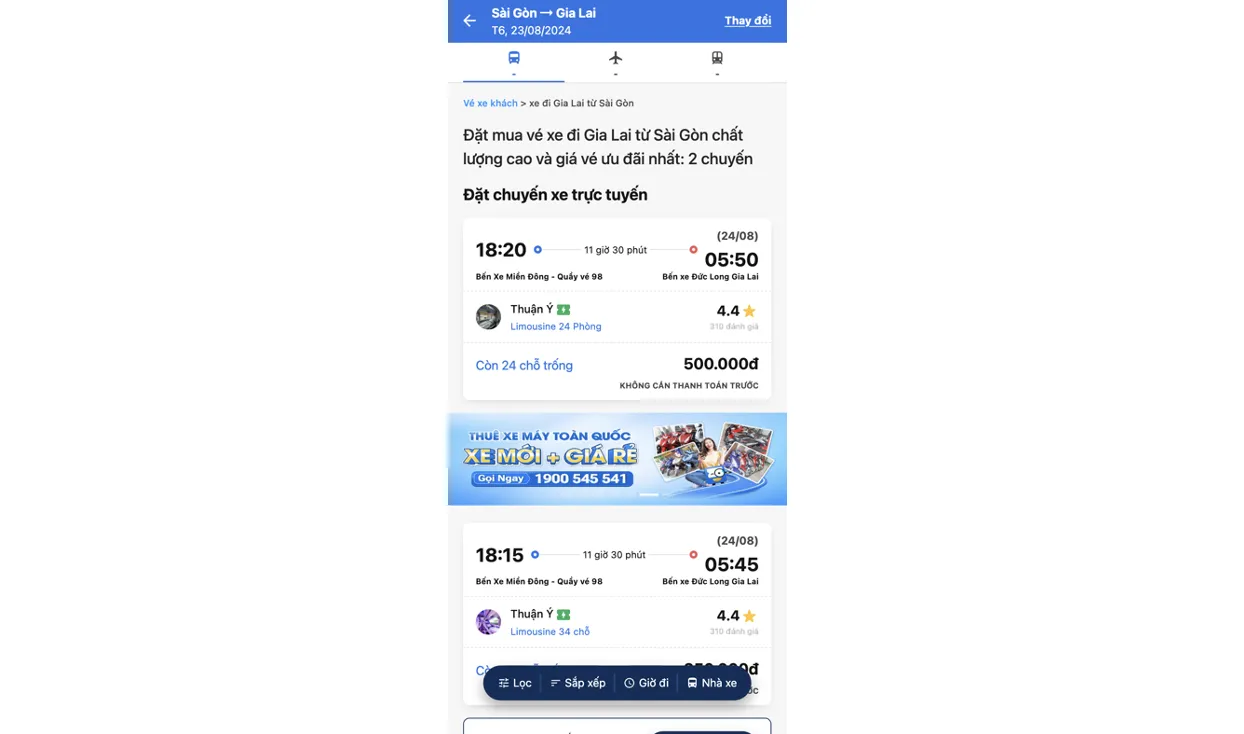 Ä‘áº·t vÃ© xe thuáº­n Ã½ Ä‘i gia lai tá»« sÃài gÃ²n