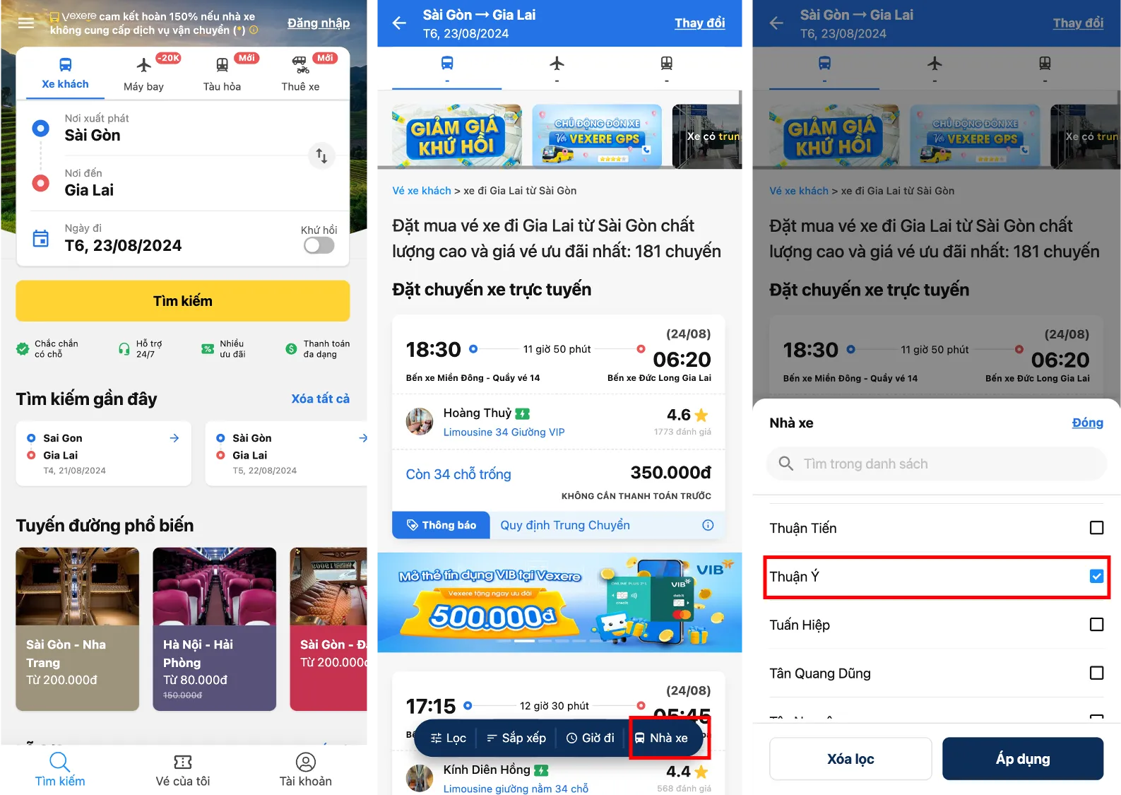 Ä‘áº·t vÃ© xe thuáº­n Ã½ Ä‘i gia lai tá»« sÃài gÃ²n