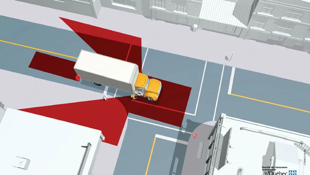 khu vực điểm mù nguy hiểm xung quanh xe tải cần được chú ý tối đa