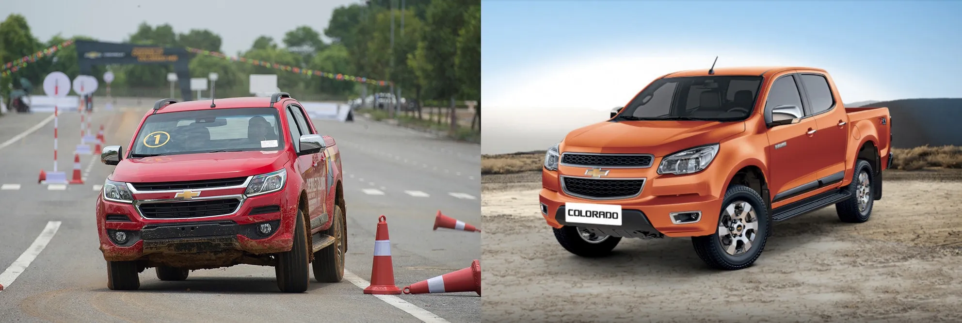 Phiên bản 2017 (bên trái) của Chevrolet Colorado, mẫu xe bán tải cũ 400 triệu cơ bắp