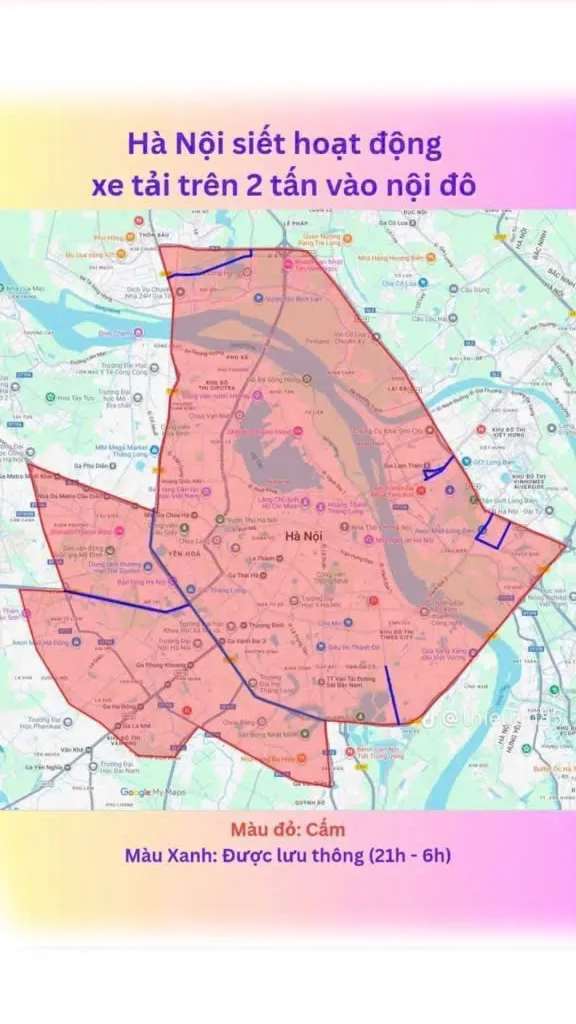 Bản đồ cấm xe tải vào Hà Nội 2026