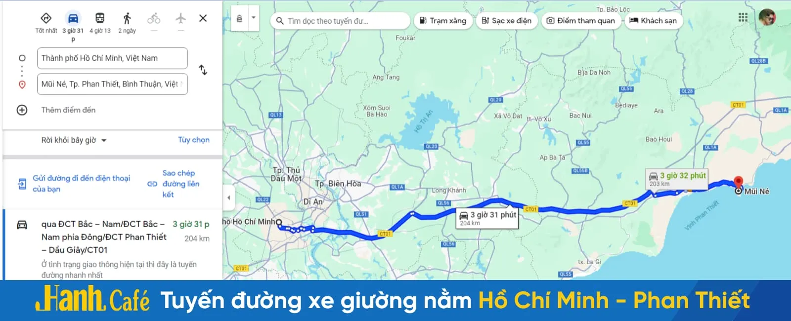 Tuyến đường cao tốc xe giường nằm Sài Gòn Hồ Chí Minh Phan Thiết