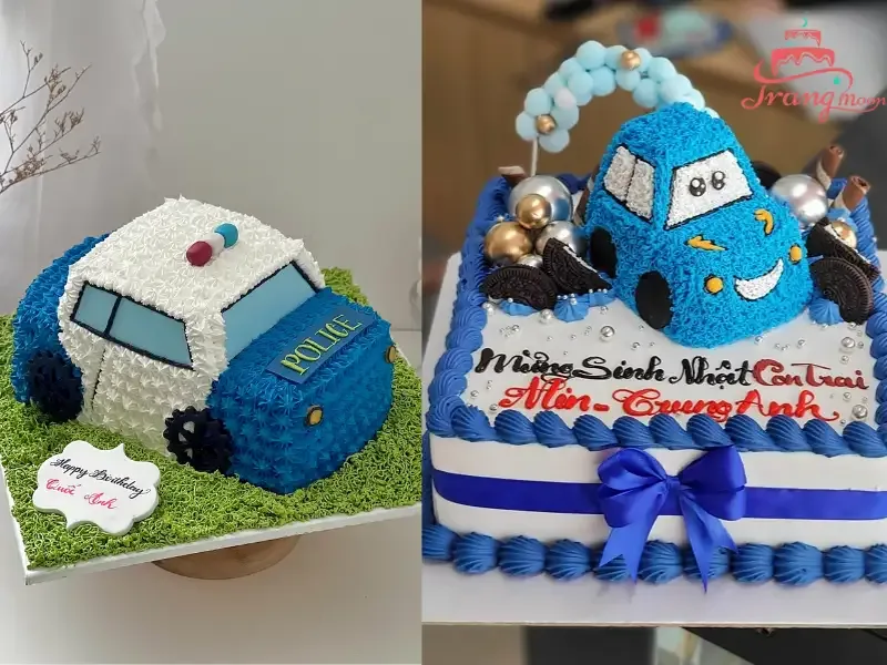 Bánh sinh nhật ô tô cảnh sát cho bé trai