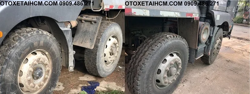 Lốp trước xe ben 4 chân cũ 15 tấn và cầu MAN