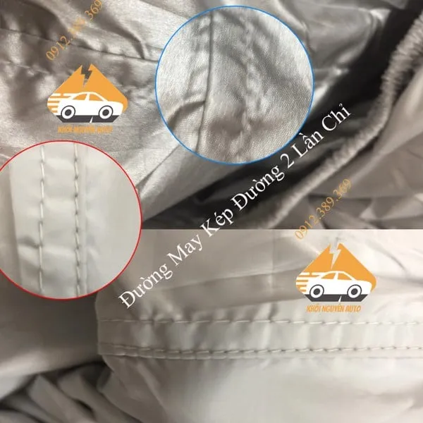 Hình ảnh thực tế bạt phủ xe ô tô với đường may chắc chắn