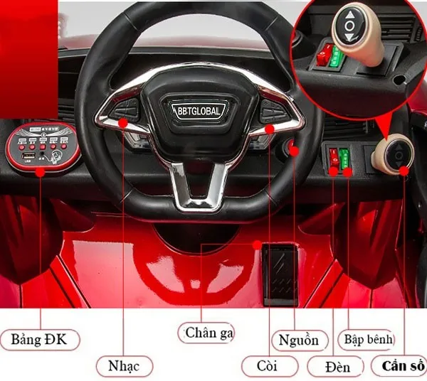 Bảng điều khiển xe điện Lamborghini cho bé