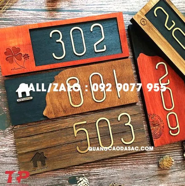 Biển số nhà bằng gỗ hiện đại cho biệt thự