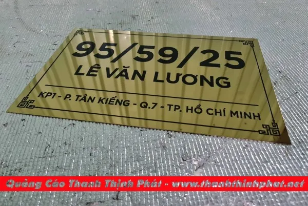 Biển số nhà inox vàng bóng