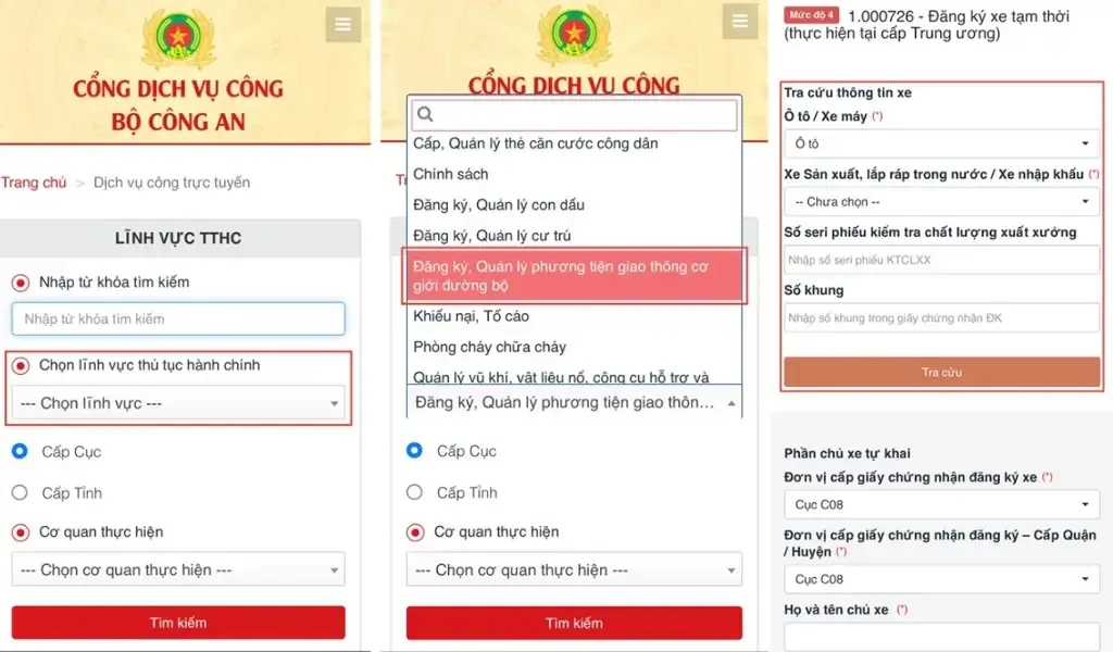 Chủ xe có thể đăng ký biển số ô tô tạm thời online thông qua cổng dịch vụ công
