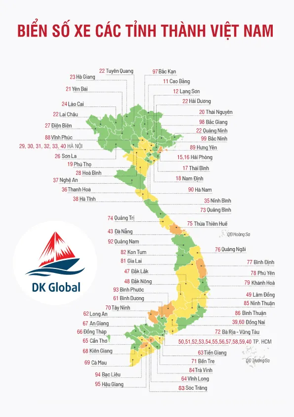 Bản đồ biển số xe các tỉnh