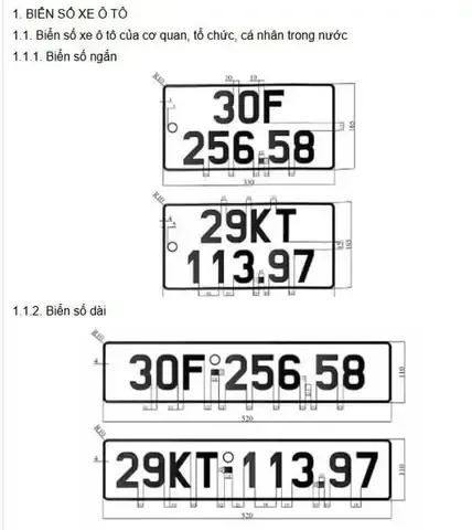 Biển Số Xe Ô Tô Con