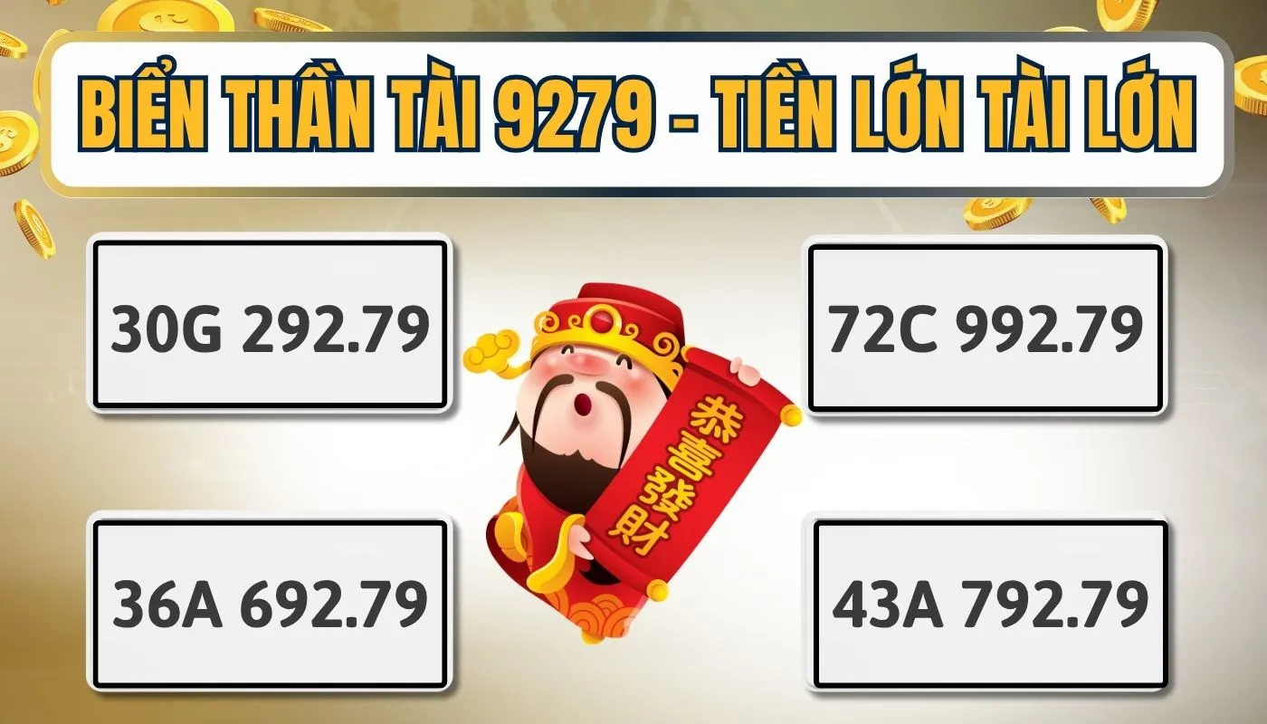 Biển Thần Tài 9279 mang ý nghĩa phát đạt vận khí hanh thông cho người kinh doanh