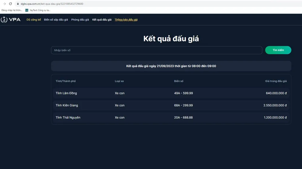 Biển số xe của Thái Nguyên 20A - 688.88 đã được đấu giá thành công với mức giá 1,2 tỷ đồng.