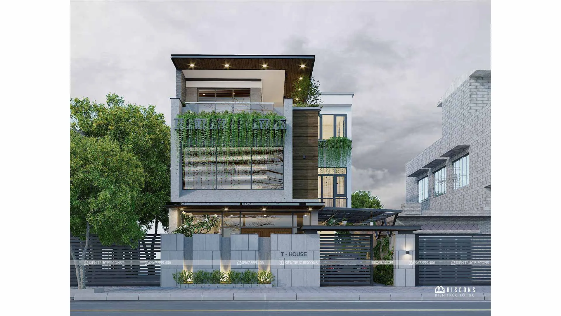 Mẫu thiết kế nhà phố 350m2 với không gian gara thoáng