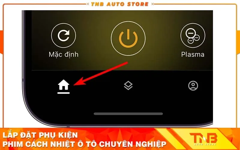 Chọn tab màn hình chính có biểu tượng ngôi nhà trong ứng dụng Mulfresh Air