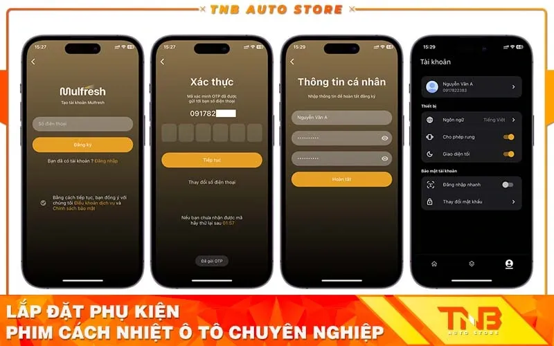 Đăng ký tài khoản Mulfresh Air bằng số điện thoại và mã OTP